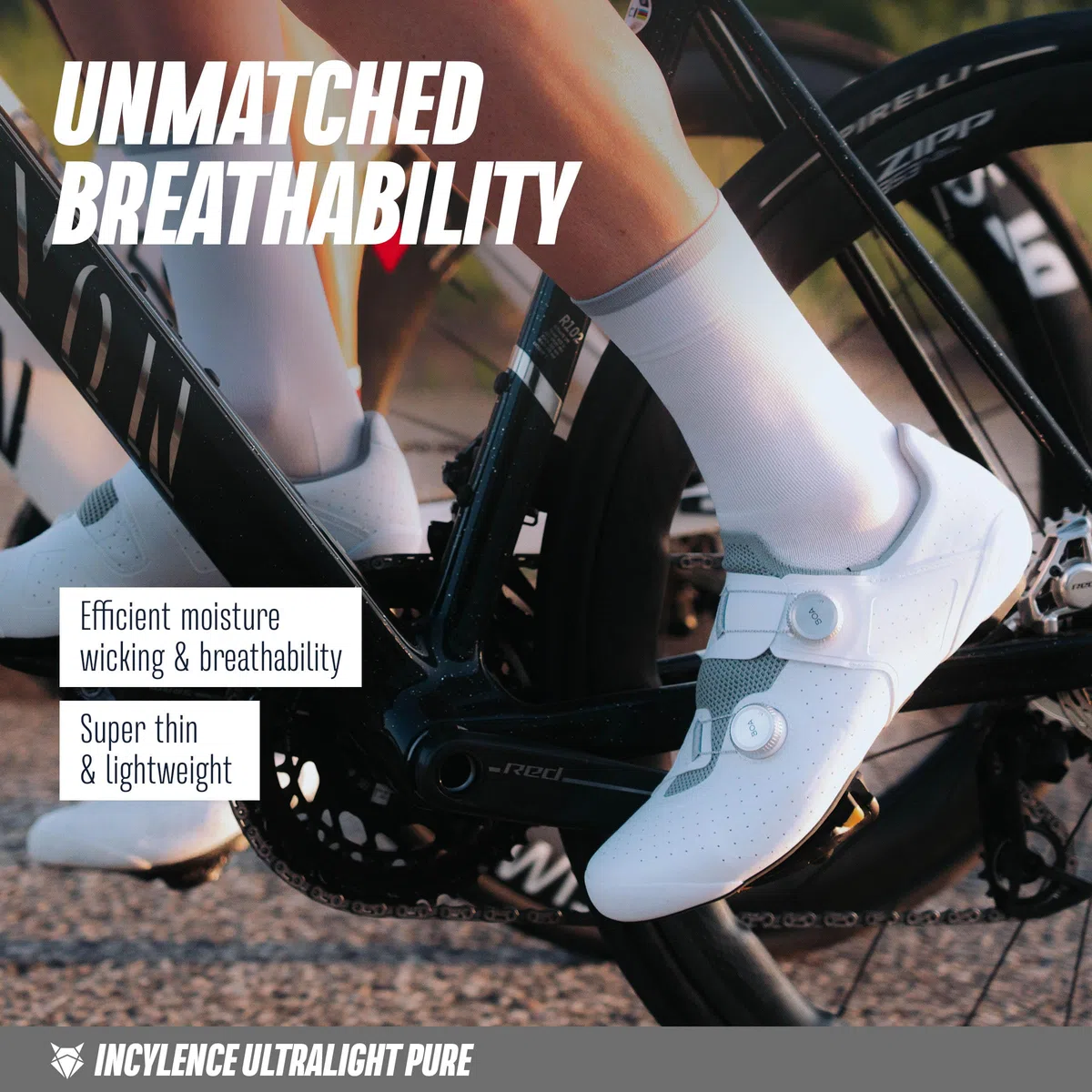 INCYLENCE Rennrad Socken Herren - Ultradünne Fahrradsocken mit leichter Kompression, atmungsaktiv und glatter Zehennaht, 1 Paar