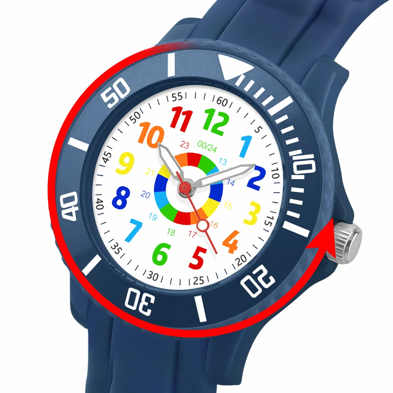 DTKID Kinderuhr Junge Mädchen,Lern Armbanduhr Kinder Mit Drehbarem Lünettenring,3ATM Wasserdicht,Kinder Uhren Analog Für 5-15 Jahre