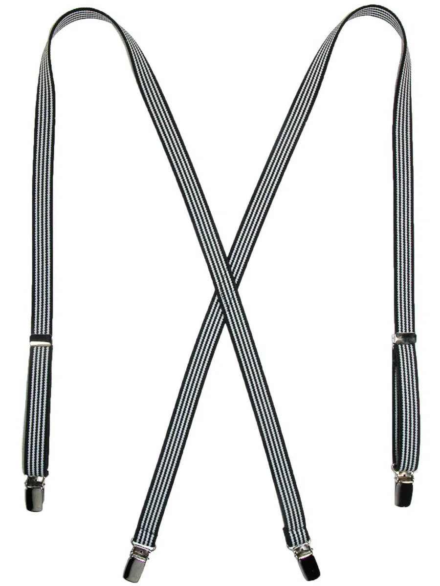 CTM Damen Elastische X-Rücken 3/4 Zoll Schwarz und Weiß Nadelstreifen Hosenträger Nadelstreifen