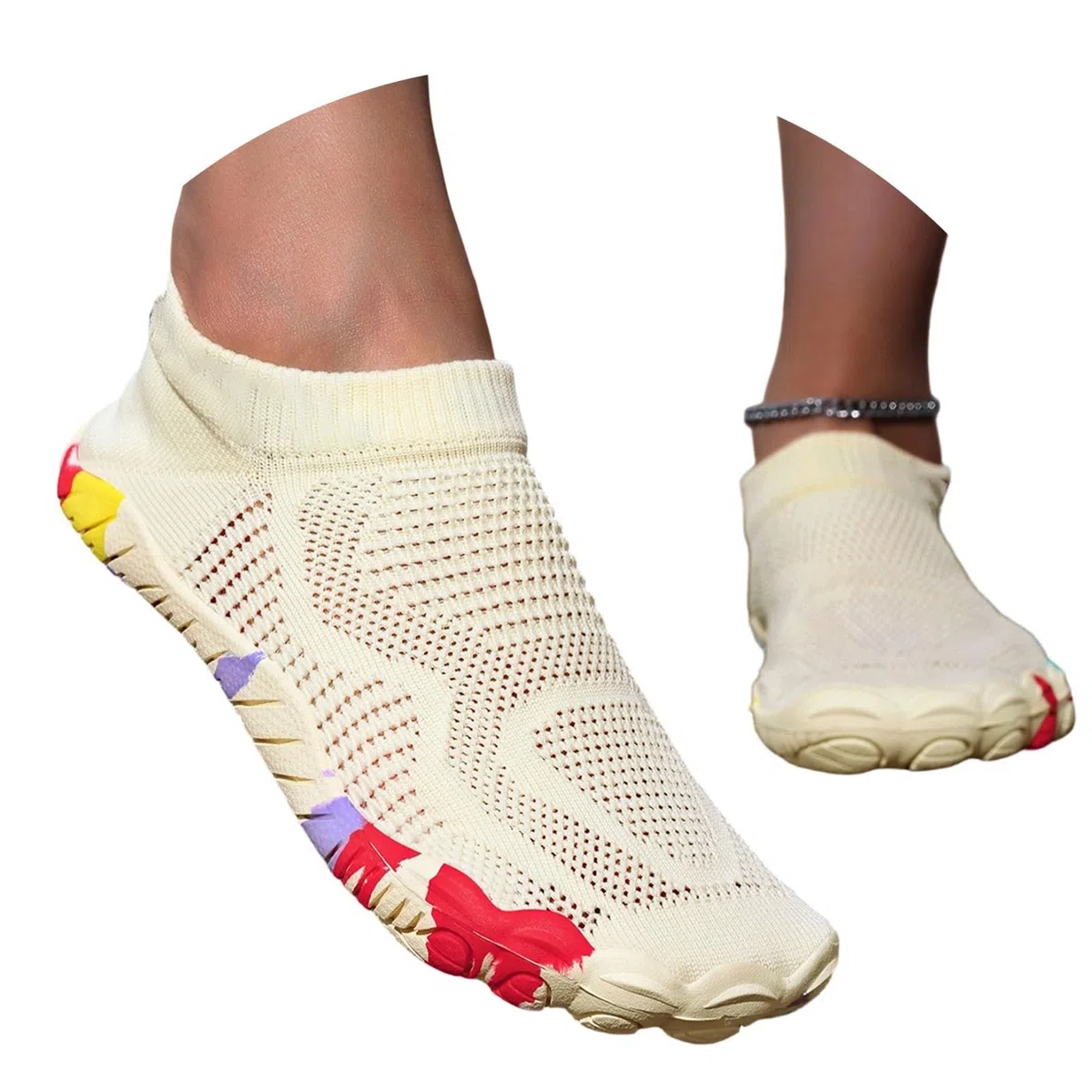 SKFLABOOF Wasserschuhe Damen Barfußschuhe Wasserdicht Schwimmschuhe Weich Leicht Traillaufschuhe Fitnessschuhe Mit rutschfest Sohle Schnell Schuhe Sommer Trocknend Badeschuhe Herren