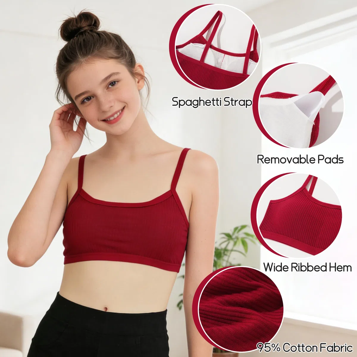 SEAUR BH Mädchen Gepolstert Bequeme Multipack Sport BH Set Baumwolle Mädchen Bralette Oberteil Atmungsaktiv