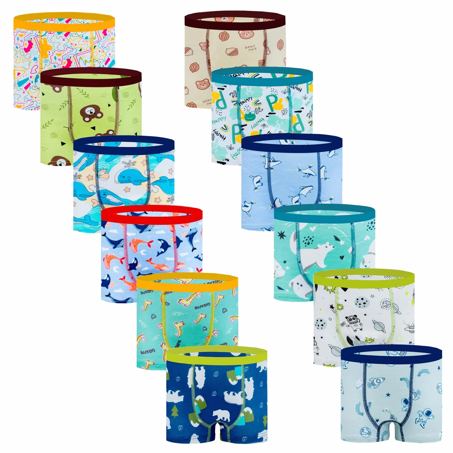 Jungen Boxershorts Kinderunterwäsche Jungen, Baumwolle, 12er-Pack