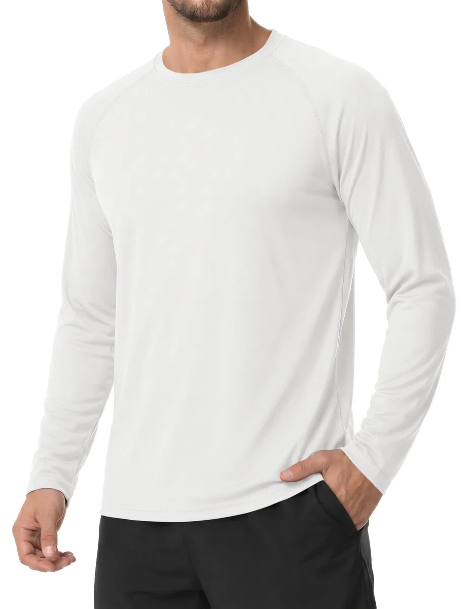 KEFITEVD T-Shirt Herren Langarm UV Schutz UPF 50+ Leicht Schnelltrocknend Funktionsshirt Sommer Surf Shirt Longsleeve Outdoor Shirt Laufshirt