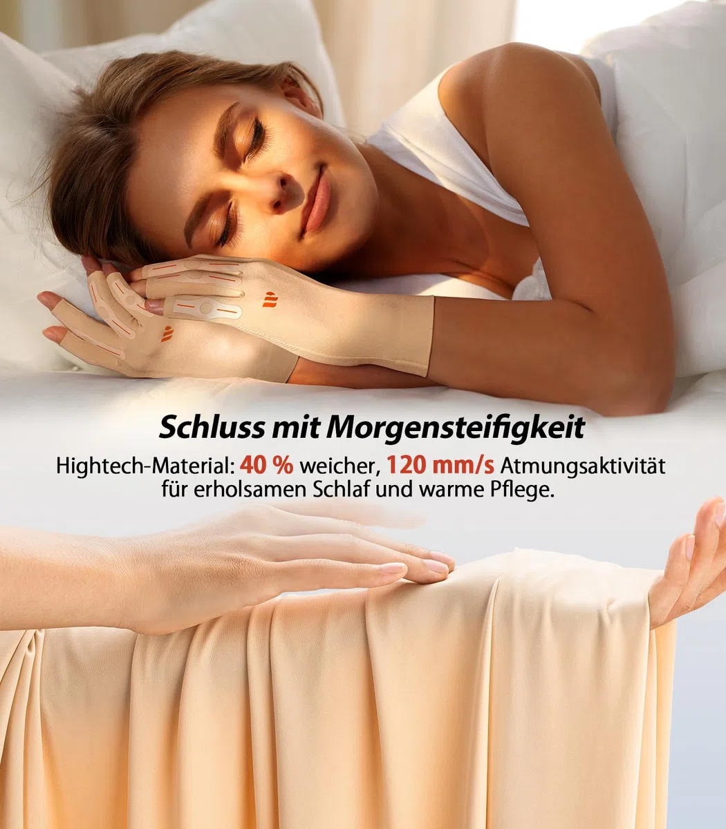 Arthritis Kompressionshandschuhe, fingerlos, hautfreundlich, rutschfest, Morgensteifheit, Unisex, Hautfarben