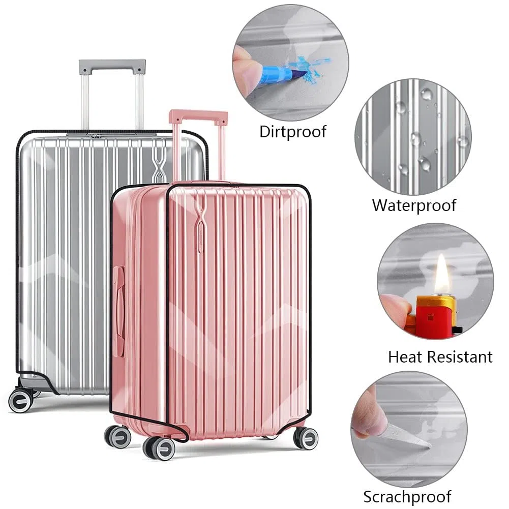 flintronic PVC Koffer Abdeckungen, 30 Zoll Reisekoffer-Schutzhülle Gepäck Cover, Transparente Kofferschutzhülle, Wasserdicht Gepäckabdeckung, Staubdichte Kratzfeste Schutzhülle