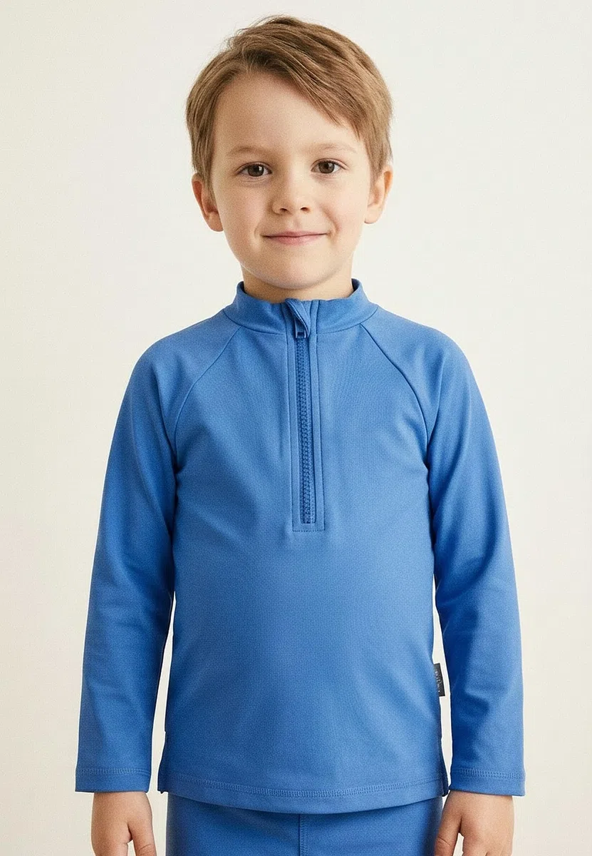 Sterntaler Badeshirt Langarm Uni – Kinder-Bademode aus elastischem Polyamid, Langarm, unifarben, Reißverschluss vorne mit Kinnschutz, Stehkragen, UV-Schutz 50+