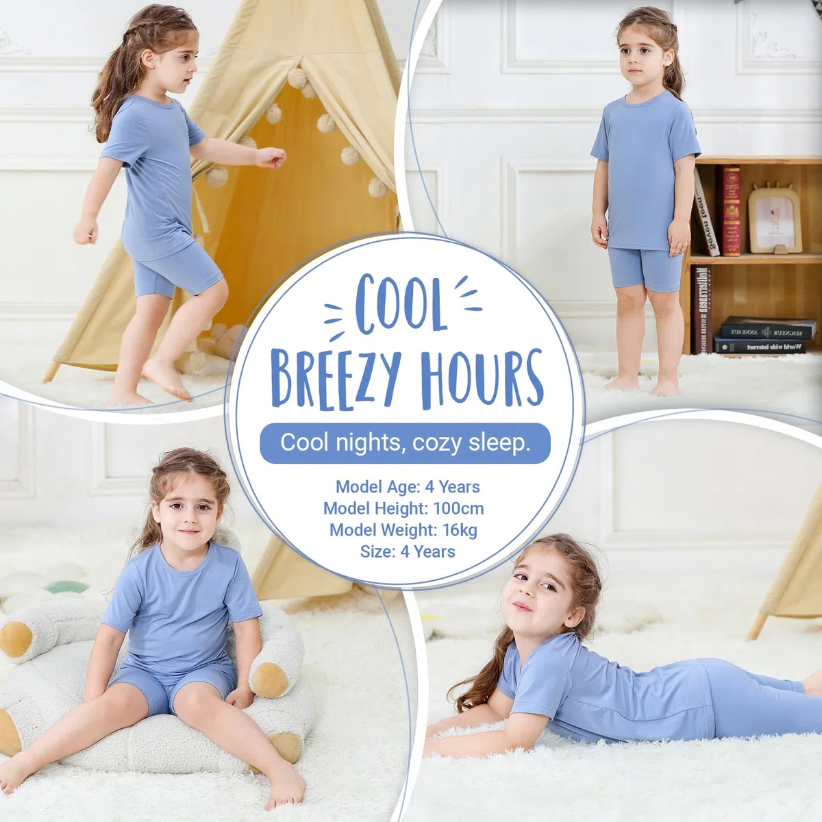 HAHASHOW Schlafanzug Jungen Kurz Sommer Bambus Bekleidungssets für Mädchen 2-8 Jahre Atmungsaktiv Kinder T-Shirt und Shorts