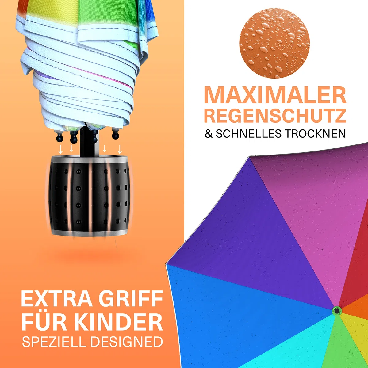 STYNGARD Regenschirm Kinder mit Sicherheitsreflektoren und Reflektorband - Kinder Regenschirm Mädchen & Junge - Kinderschirm - Schirm für Schulranzen Modell STOCKHOLM