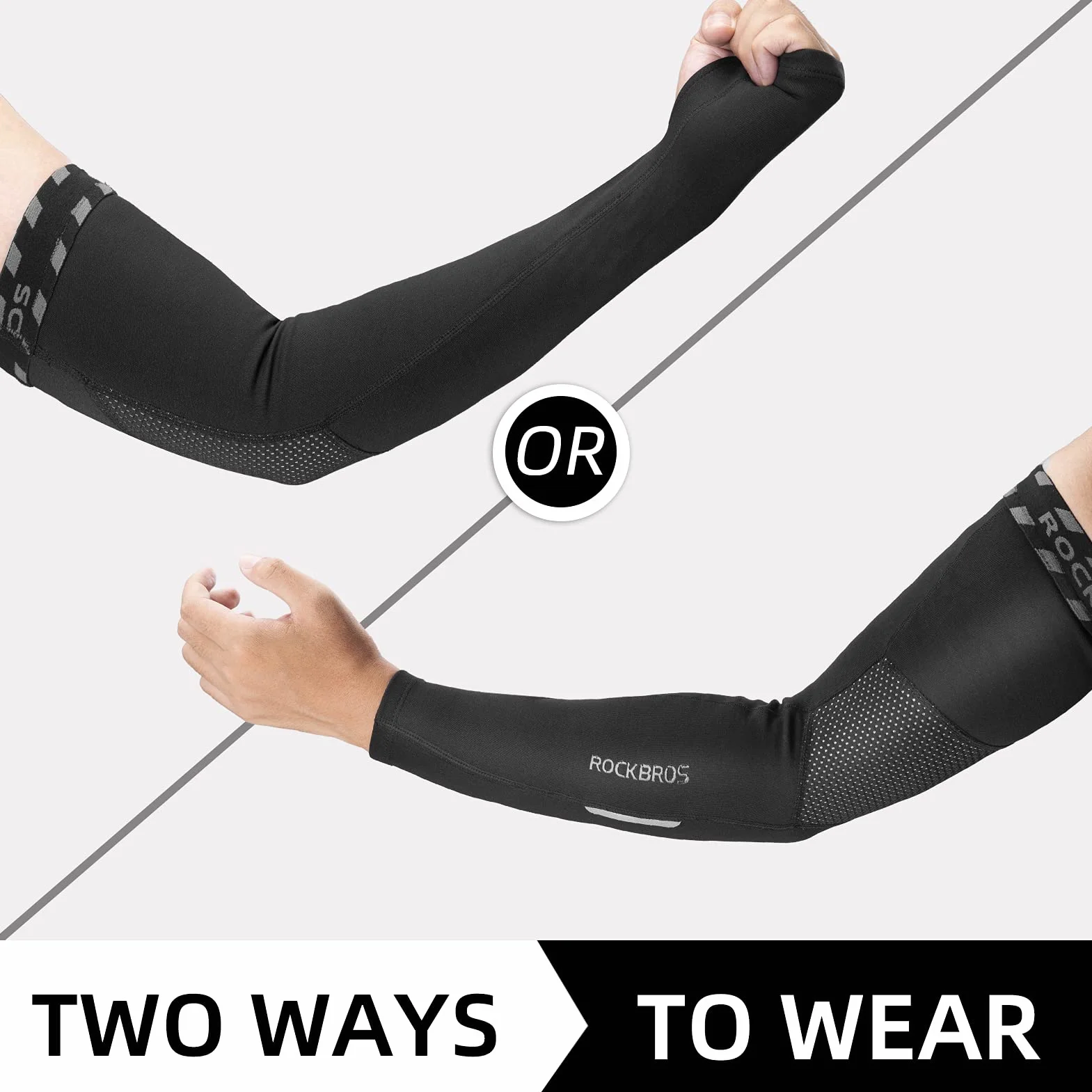 ROCKBROS Ärmlinge Unisex Arm Sleeves Rutschfest Armwärmer UV Sonnenschutz Winddicht Warm für Radsport Wandern Laufen Outdoor S-3XL