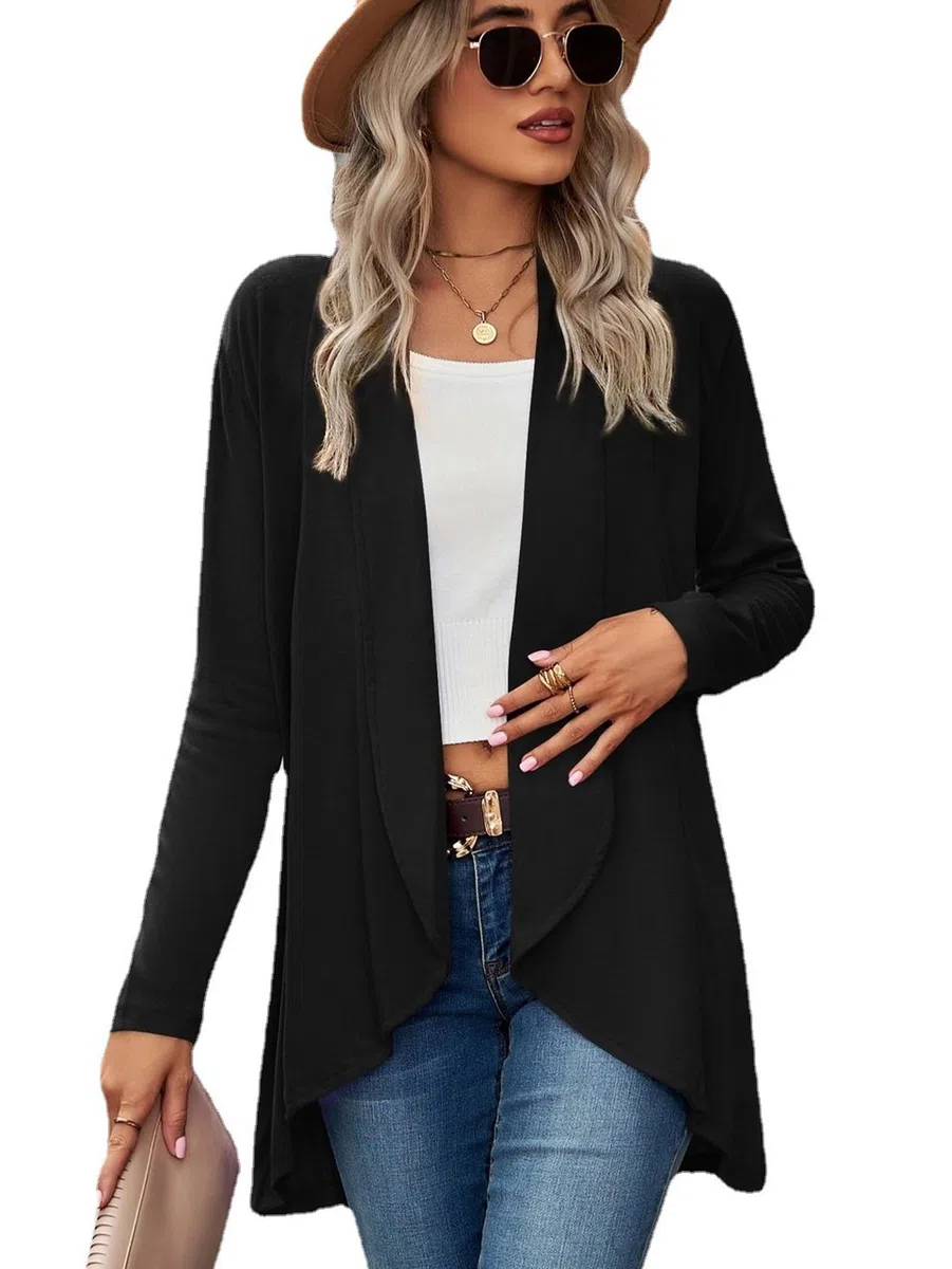 Famulily Damen Langarm Offene Front Cardigans Casual Gestrickte Einfarbige Wasserfall Cardigans Sweater Mantel