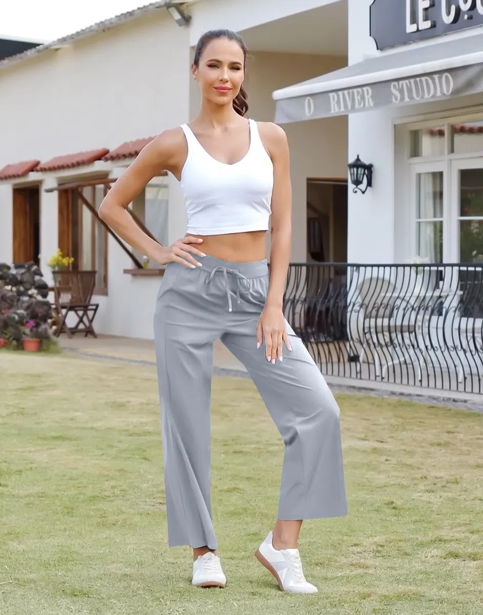 Pioneer Camp Jogginghose Weit Lang Sporthose Damen mit UPF100+ Sonnenschutz Freizeithose,Leicht Atmungsaktiv Stretch Bund Yogahose mit Kordelzug Taschen