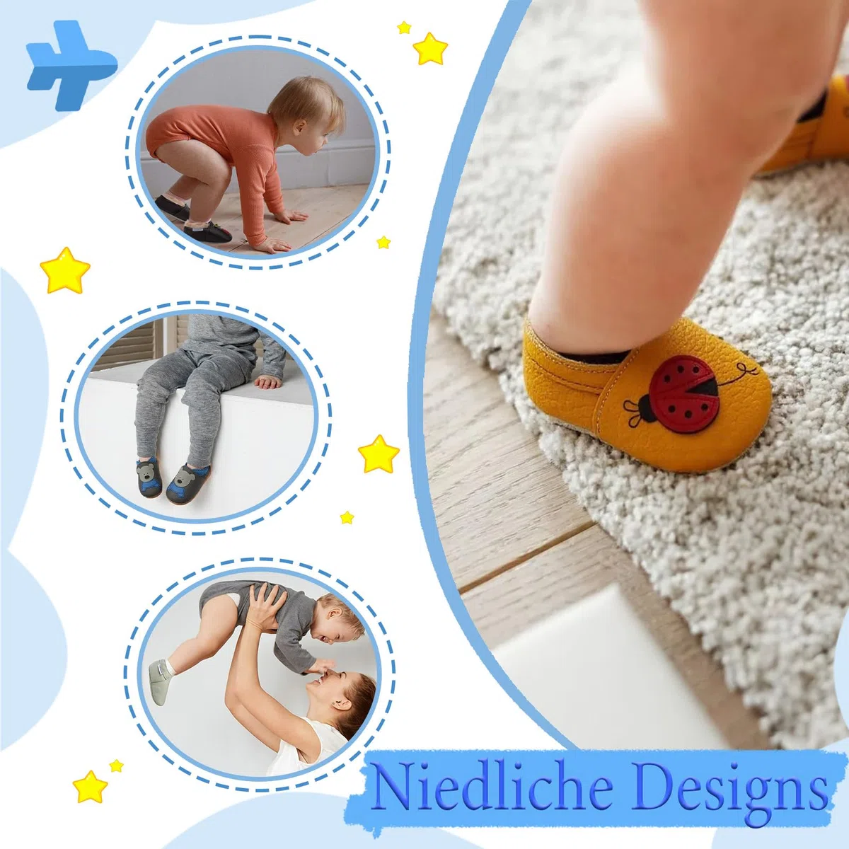 YIHAKIDS Krabbelschuhe Babyschuhe Lauflernschuhe Kleinkind Lederschuhe Hausschuhe Weiche Sohle Lernlaufschuhe