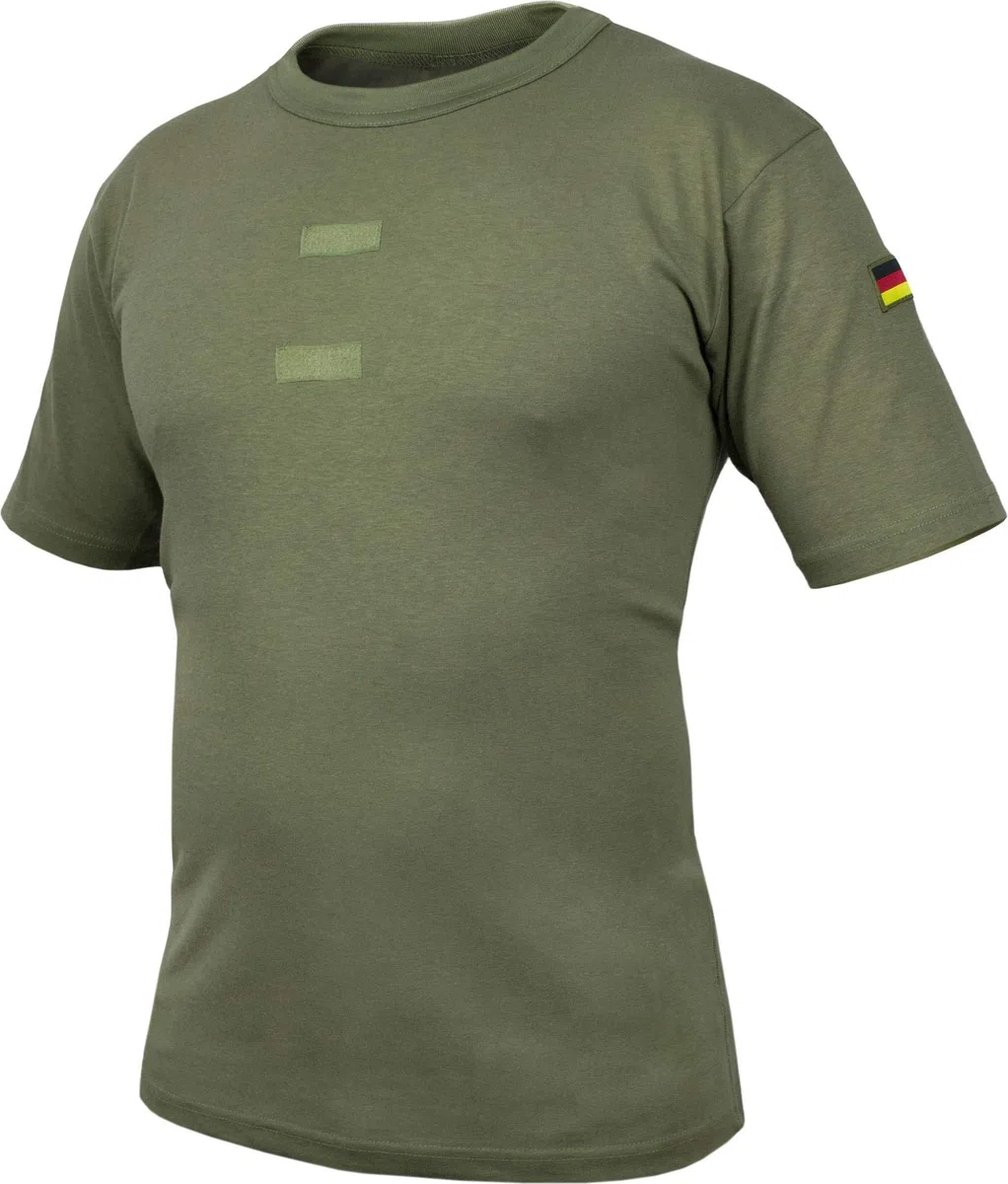 Bundeswehr Tropen T-Shirt mit Deutschlandfahnen und Klettstreifen