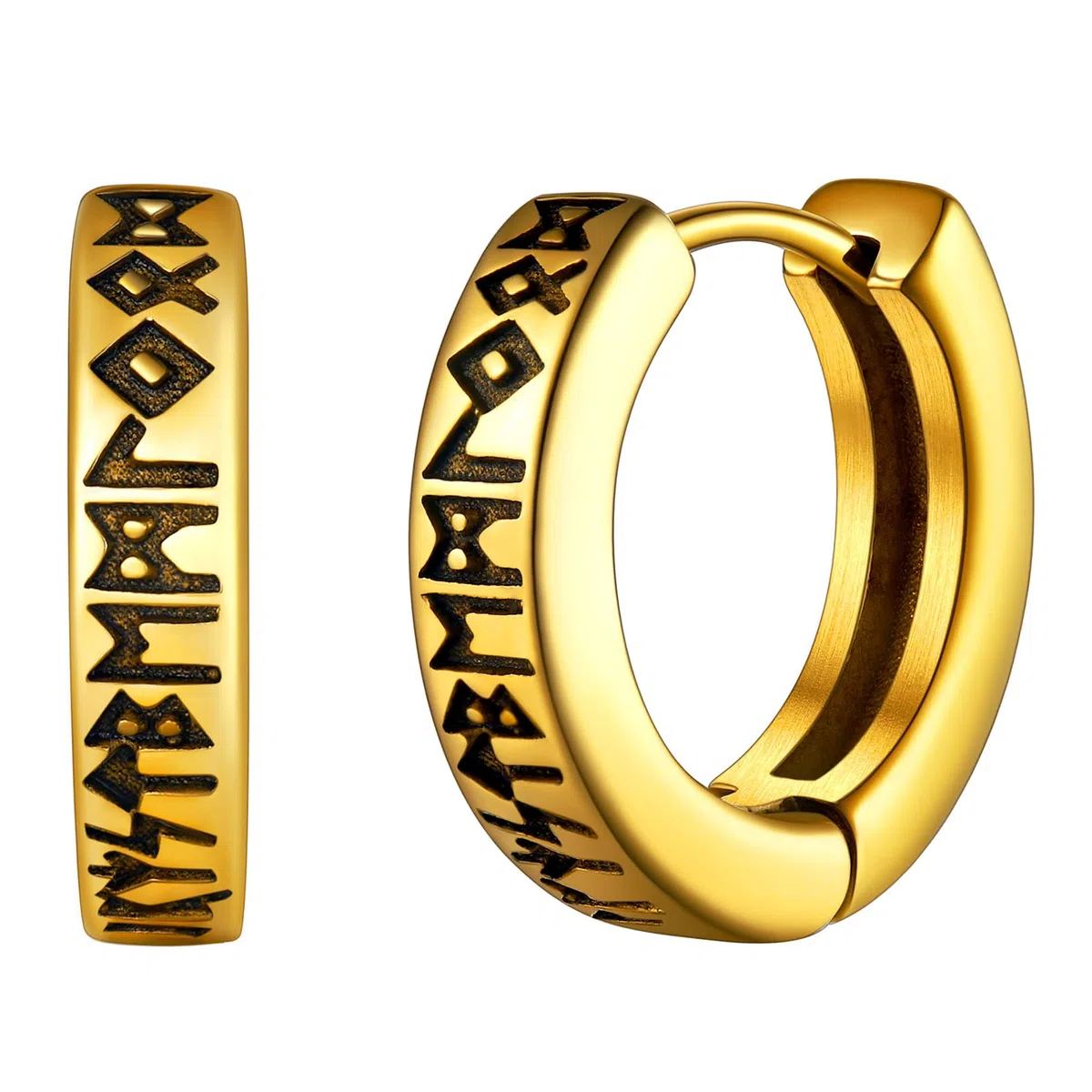 FaithHeart Wikinger Rune Ohrstecker für Herren Damen Edelstah Nordischer Wikinger Rune Creolen Ohrstecker Punk Stil Piercing Ohrschmuck mit Geshenkebox für Freunden Ehemann