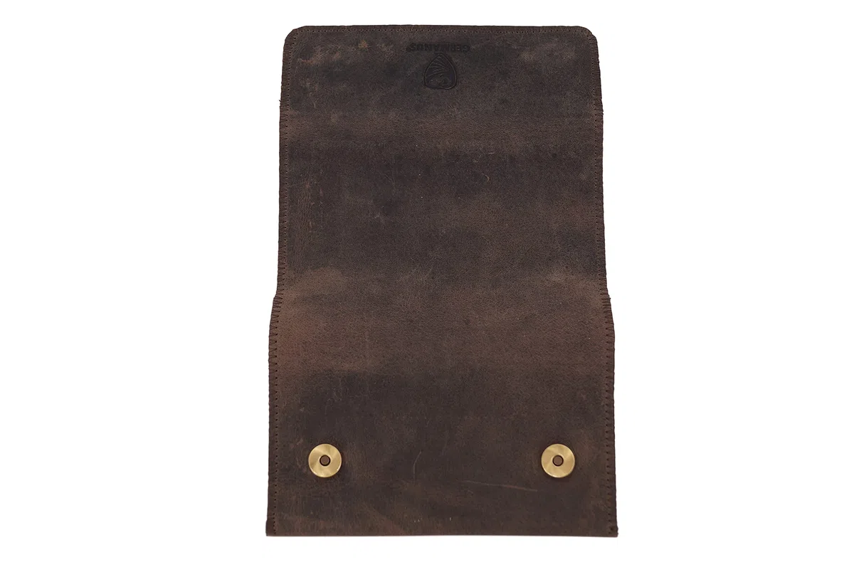 GERMANUS Starkes Rind - Made in EU - Leder Tabaktasche Tabakbeutel Drehertasche Drehtasche Tabaketui, Wild, Braun