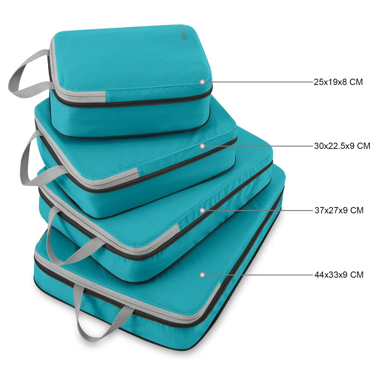 Compression Packing Cubes 3/4er Set, Gonex Kleidertaschen 4-teilig Verpackungswürfel, Kleidertaschen Set, Kofferorganizer Reise Würfel, Blau(4er)
