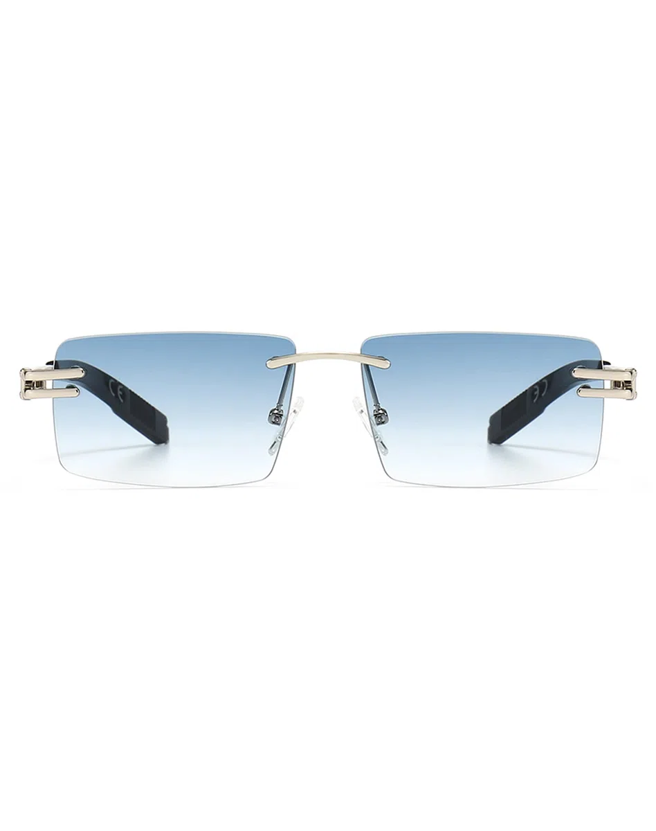 Randlose Herren-Sonnenbrille mit Verlaufslinsen, Retro-Rechteck-Sonnenbrille für Männer und Frauen, rahmenlose Brille, modisches Markendesign