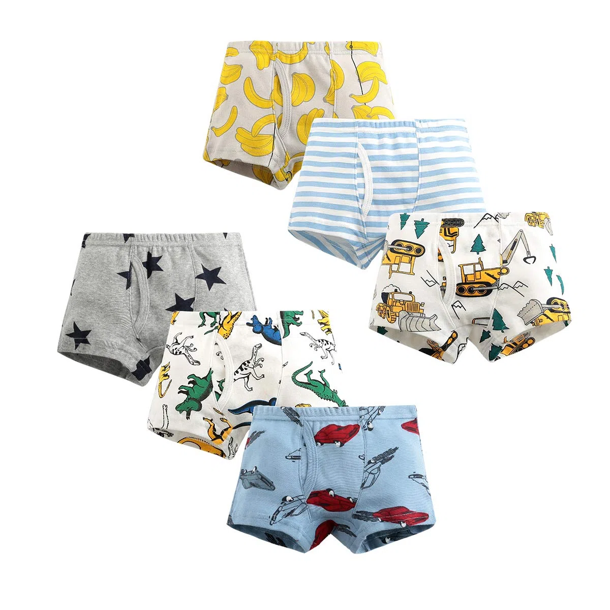 Jungen Boxershorts 100% Baumwolle - Atmungsaktive Unterwäsche, 6er-Pack