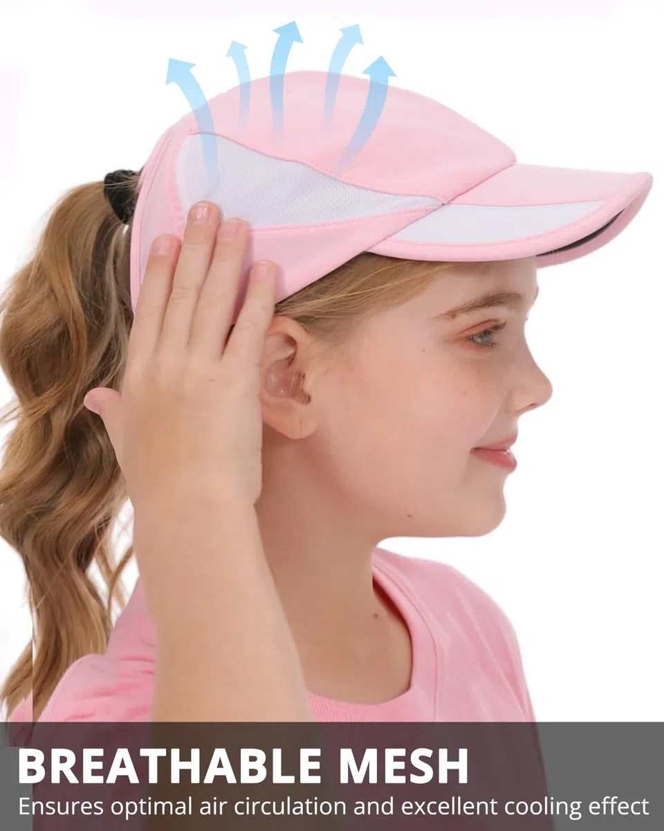 GADIEMKENSD Mädchen Baseball Cap mit Pferdeschwanz und atmungsaktives Mesh, kühlende Sommermütze, UPF 50+ Sonnenhut für Kinder, Mädchenkappe für den Sommer im Freien und in Innenräumen