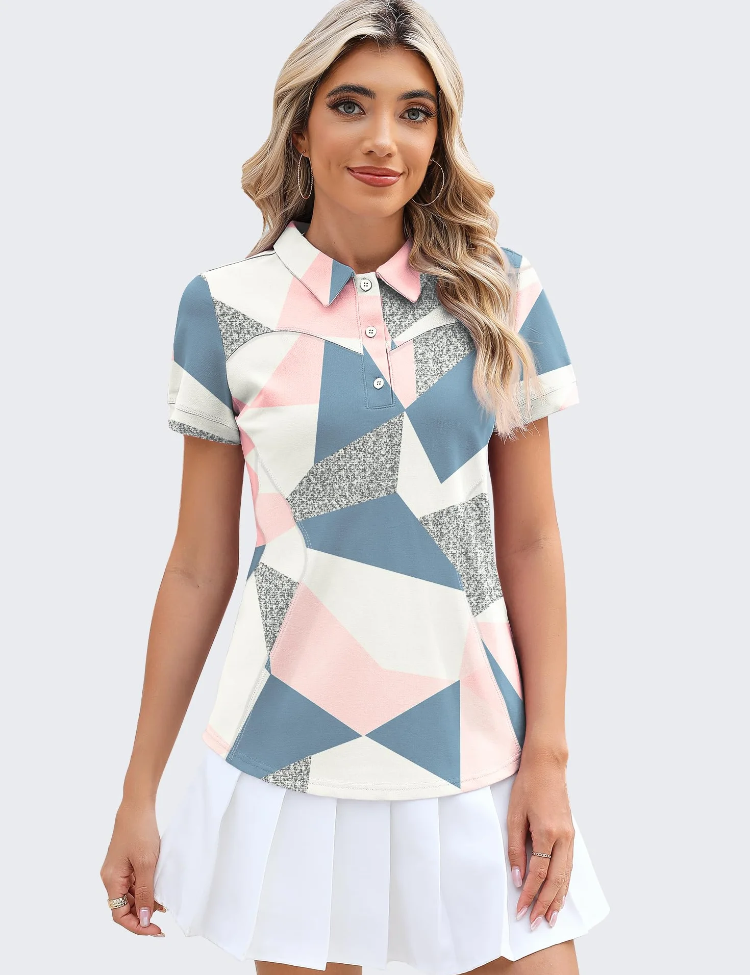 IECCP Poloshirts für Damen Kurzarm Polohemd Schnelltrocknend Golf Tennis Shirts Leicht Atmungsaktiv Tops Workout Sommershirts