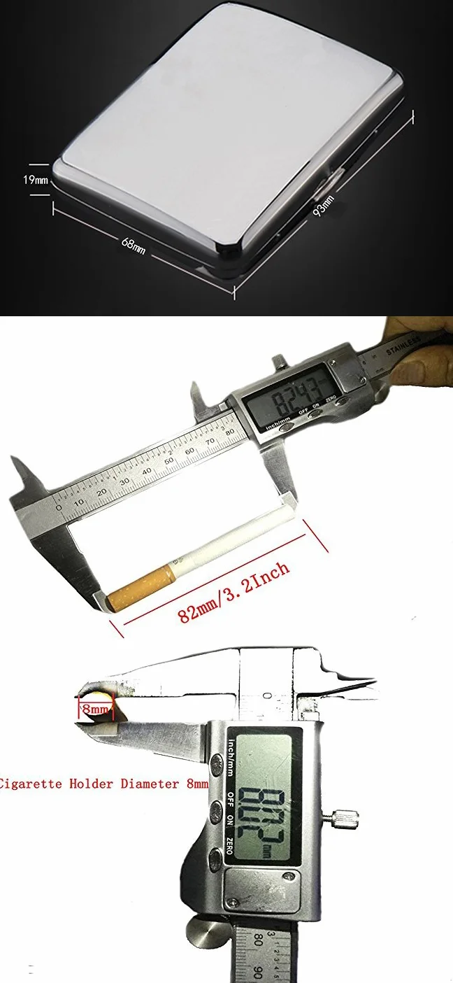 High-Grade Edelstahl Zigarettenetui, Vernickelung Drahtziehen, Silber Farbe, Hält 16 Zigaretten (Mit Branded Geschenkbox) (Glatt)