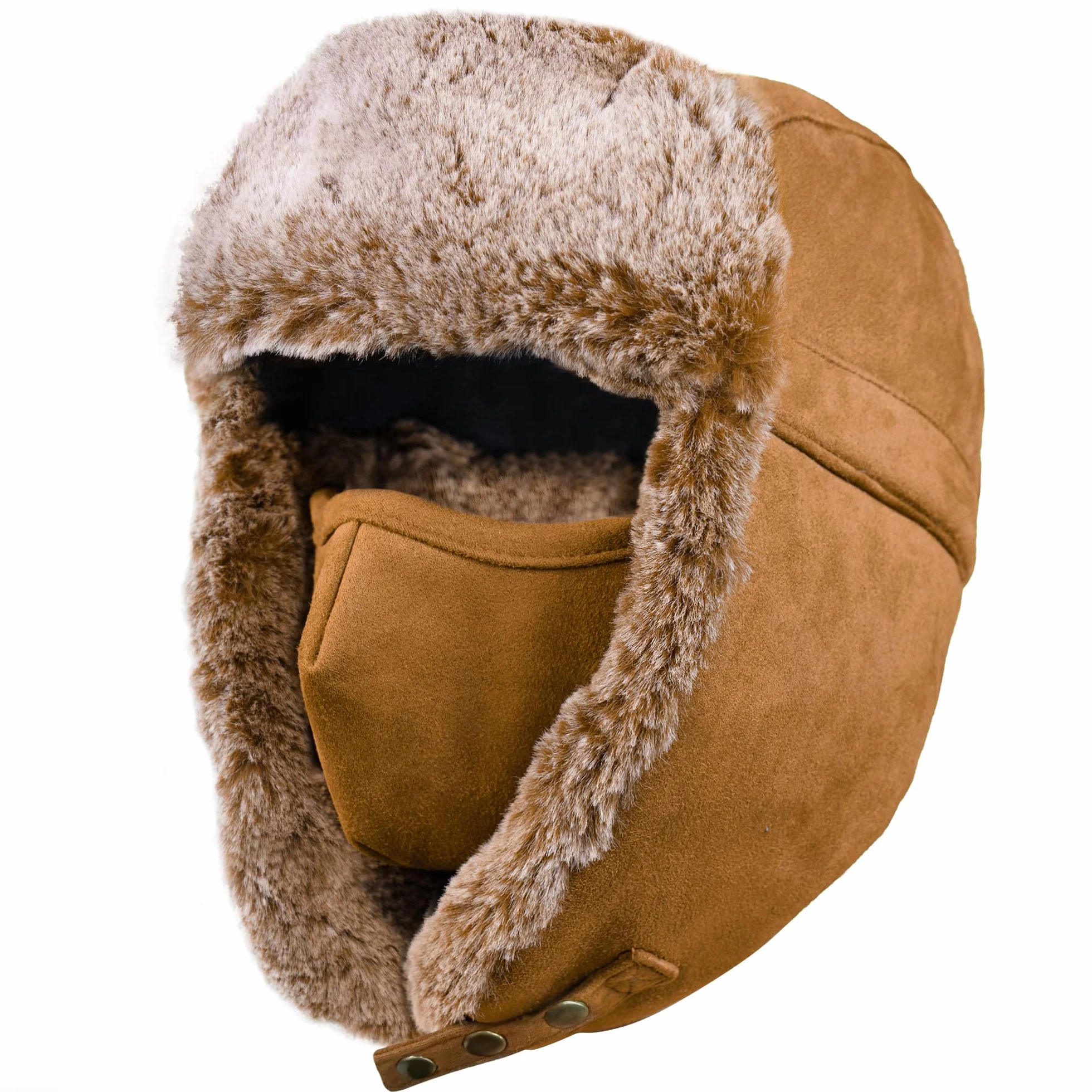 Unigear Wintermütze mit Ohrenklappen, Unisex Warme Schneedichte Fliegermütze Kunstfellmütze mit Winddichte Abnehmbarer Gesichtsmaske für Skifahren, Schlittschuhlaufen und andere Outdoor-Aktivitäten