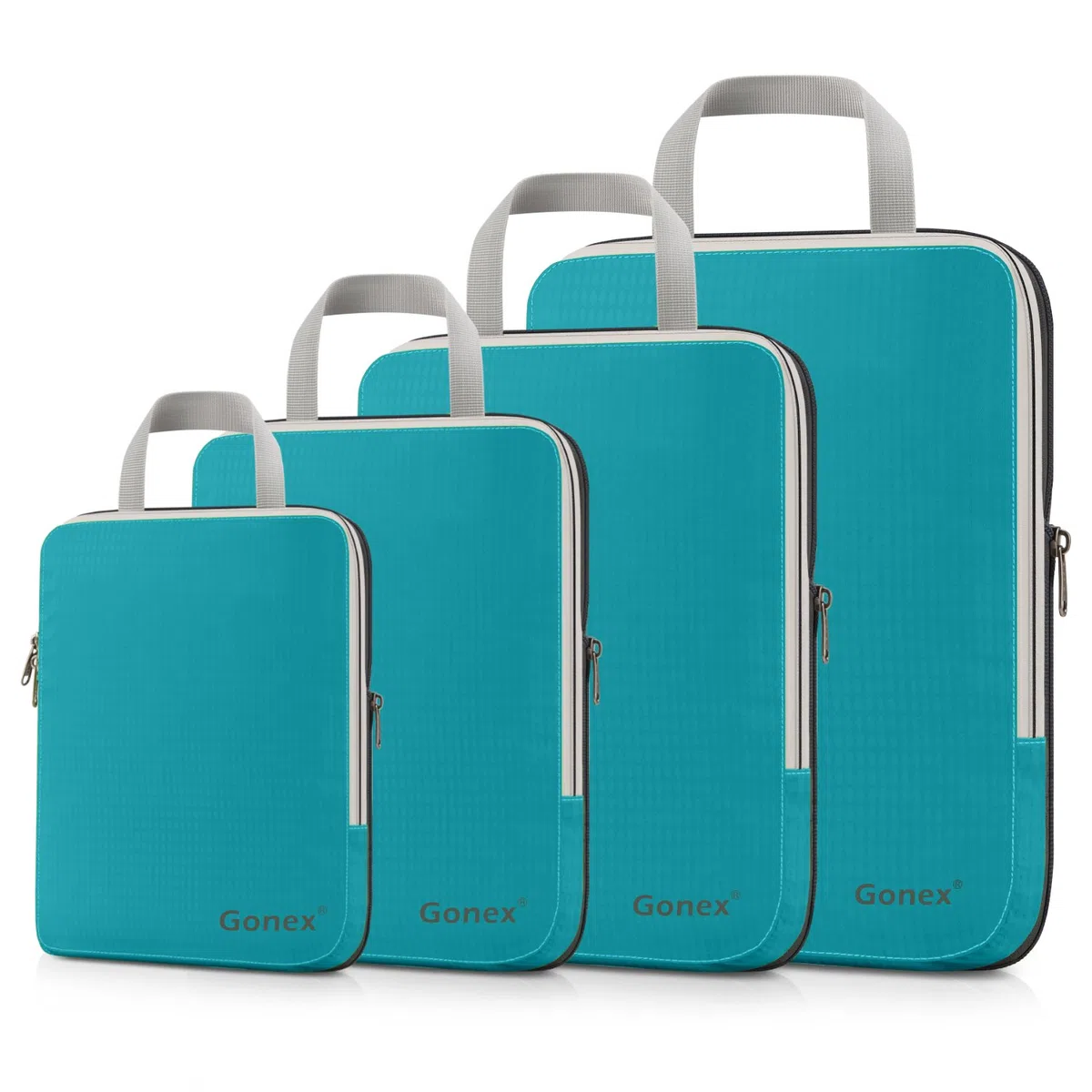 Compression Packing Cubes 3/4er Set, Gonex Kleidertaschen 4-teilig Verpackungswürfel, Kleidertaschen Set, Kofferorganizer Reise Würfel, Blau(4er)