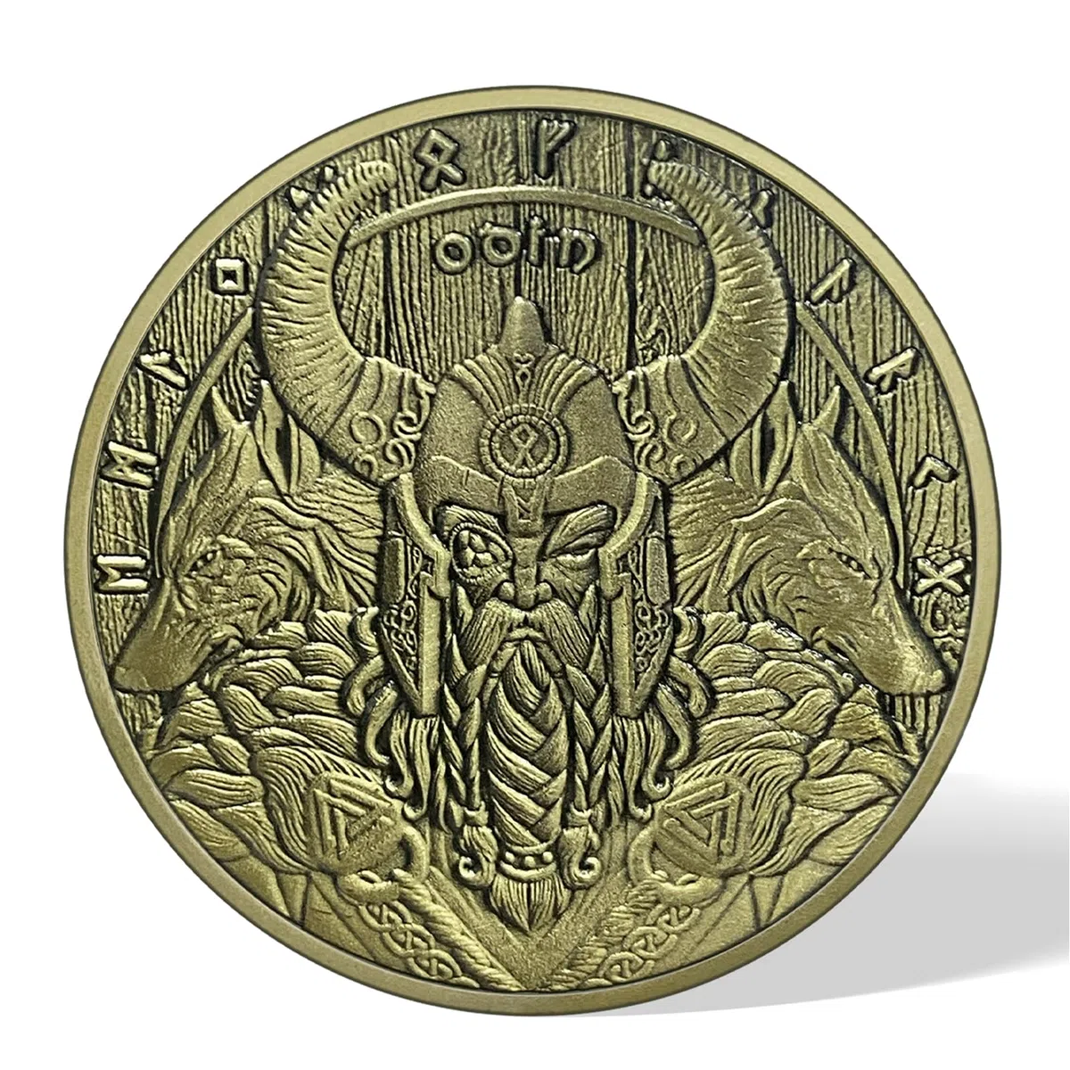 AtSKnSK Odin Münze Wikinger Valknut Münze Wikinger Odin Knoten Herausforderung Münze Geschenk Wikinger Wolf Chip Medaillon Nordische Mythologie Amulett für Männer (Odin Coin)