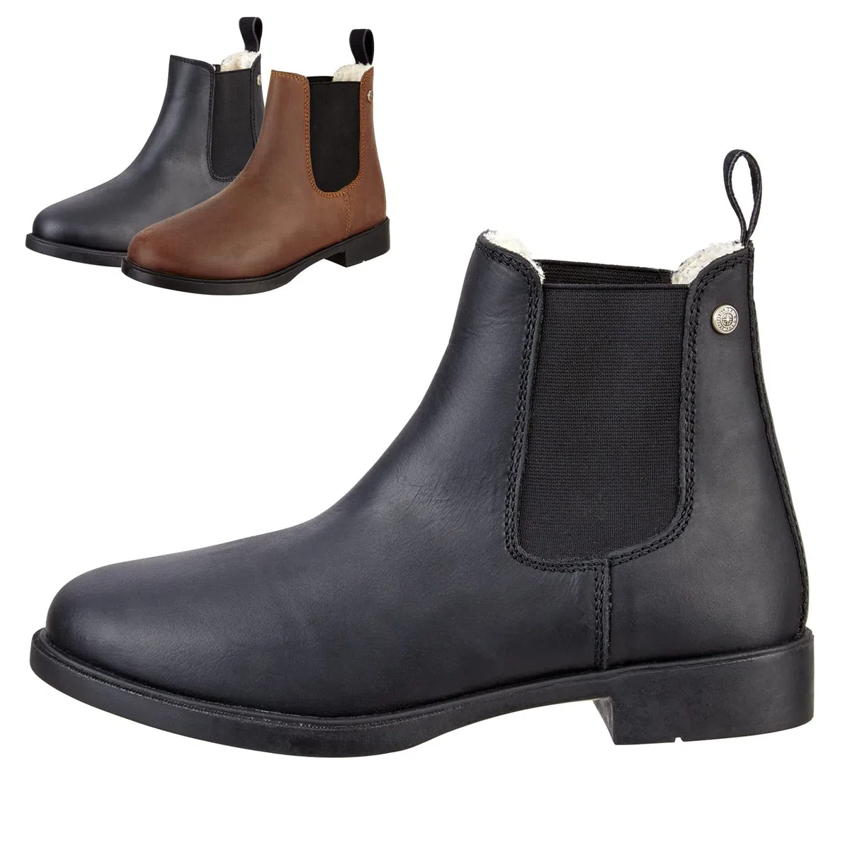 SUEDWIND FOOTWEAR Chelsea Boot Nova Jodhpur Winter – Bequeme Stiefelette aus Echtleder – Schuh Schlupf Stiefel in Waxy-Oily Rindsleder – Robuste Gummisohle & Teddyfell – Größe 29-46