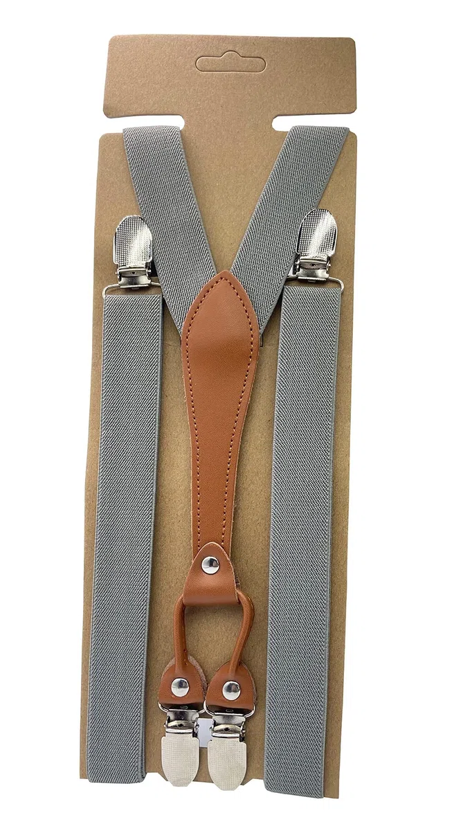 Elastische Hosenträger for Damen, dünner Y-Rücken, schmale Hosenträger mit 4 Clips for Damen(grau)