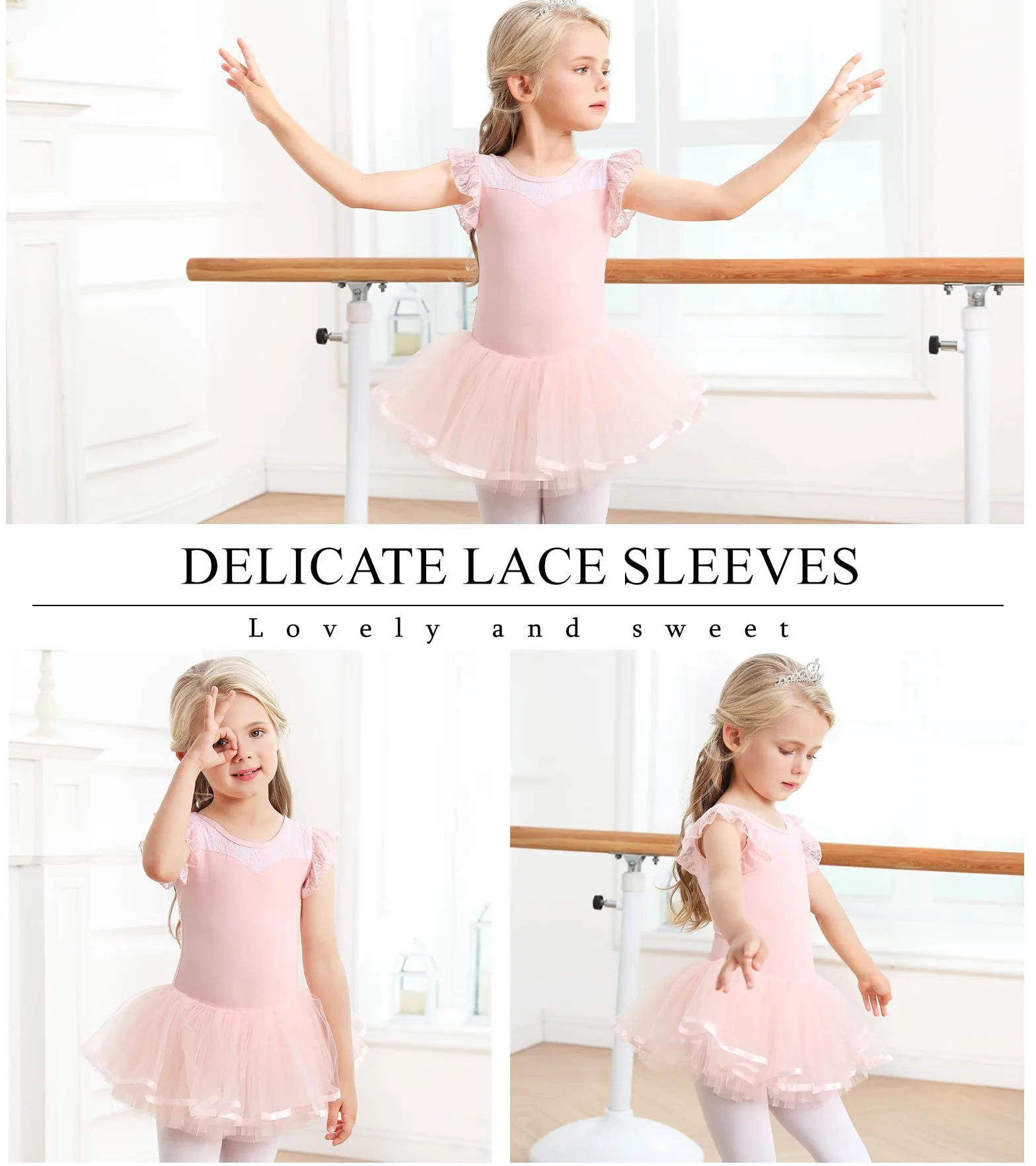 Mädchen Ballettkleidung Ballettkleid Baumwolle Tanzkleid Tutu Ballett Tütü Kinder Balletttrikot mit Rock Ballerina Kleid