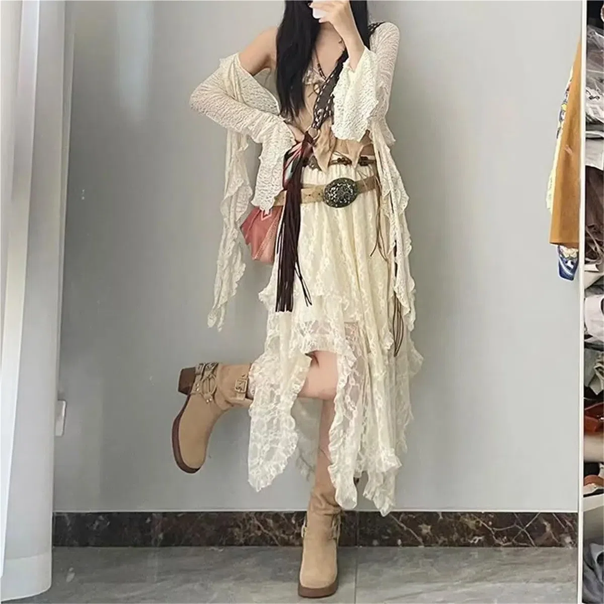 Strandrock Damen Lang Röcke Frauen Frühling Sommer Lange Maxi Rock Frau Kleidung Vintage Spitze Frauen Rock