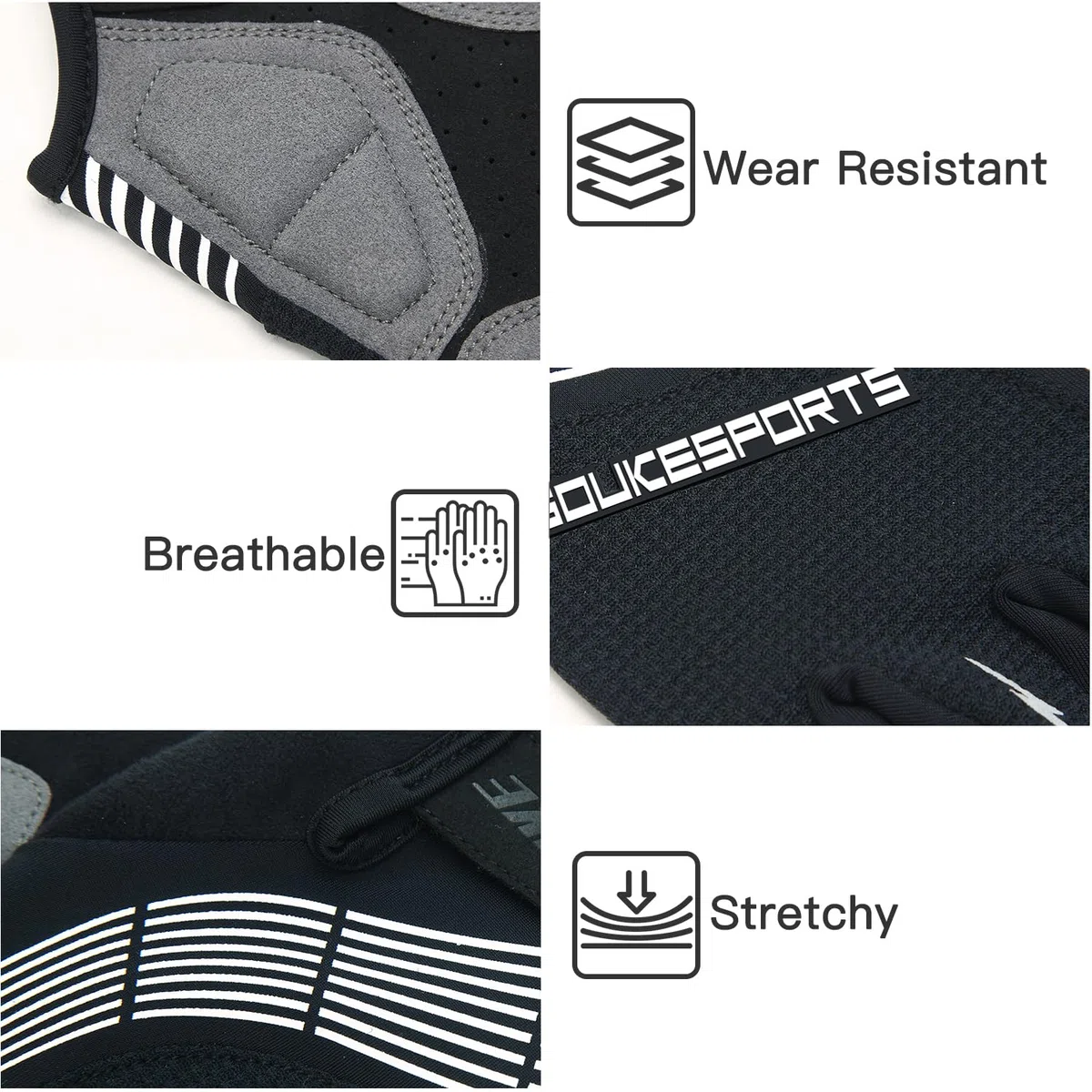 Souke Sports Fahrradhandschuhe Halbfinger Herren Damen Gel Stoßdämpfung Fitness Handschuhe Atmungsaktiv Anti-Rutsch Radhandschuhe
