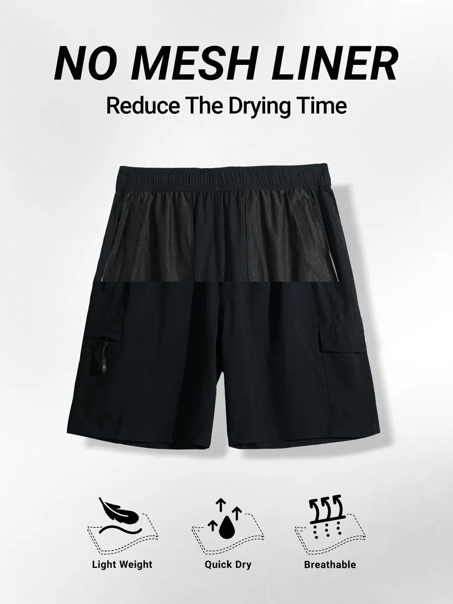 Arcweg Badehose Herren Cargo Shorts mit Reißverschlusstasche - Lange & Schnelltrocknende Badeshorts Schwimmhose ohne Innenfutter für Freizeit, Strand und Sport S-3XL