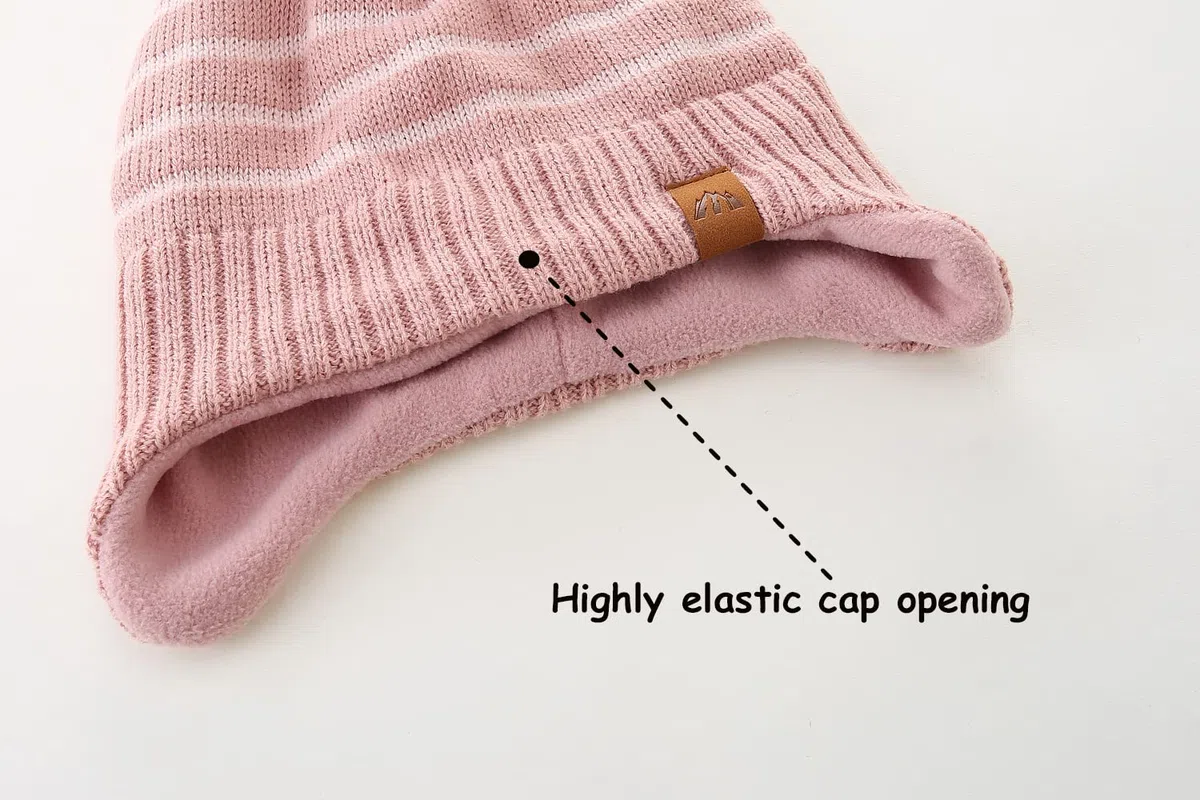 Wintermütze Mädchen Kinder Beanie Earflap Pompon Baby Strickmütze Mädchen