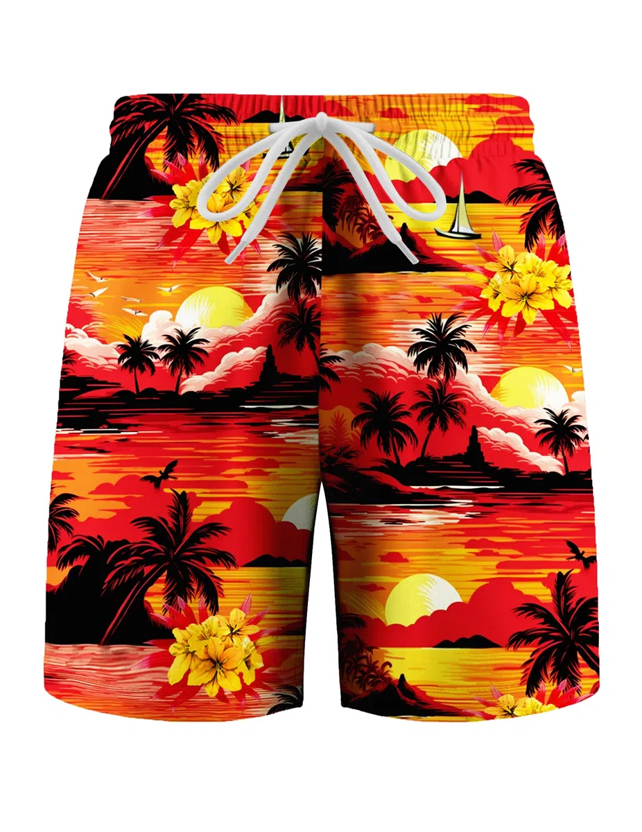 Arshiner Badehose Jungen Badeshorts Kinder Tier Traktor Geometrie Hawaii mit Mesh-Futter Kordelzug Taille Schwimmhose Schnelltrocknend Sommer Strand Boardshorts Schwimmshorts für Junge 5-14 Jahre