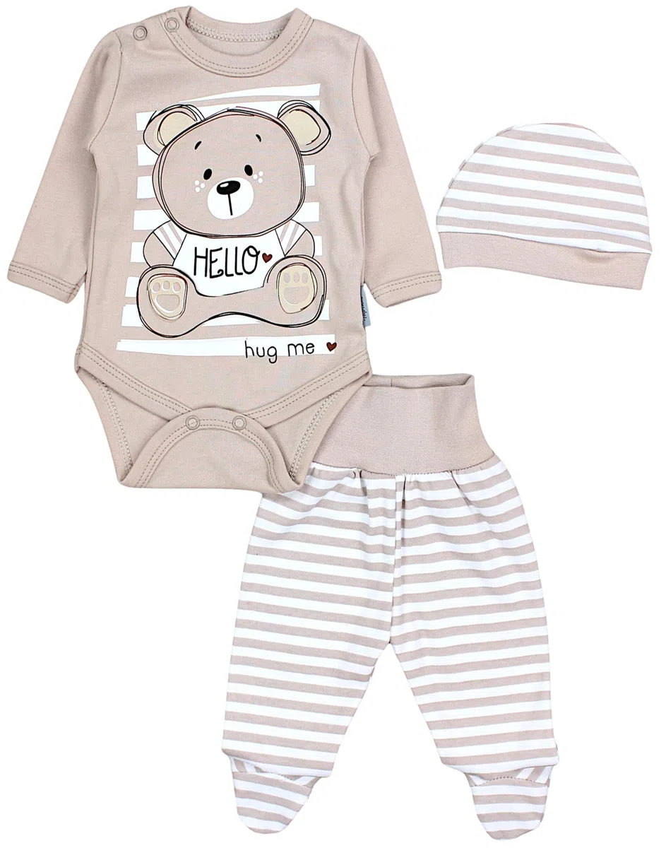 TupTam Baby Mädchen Jungen Bekleidungsset Langarmbody Hose Mütze mit Aufdruck Spruch 3 teilig