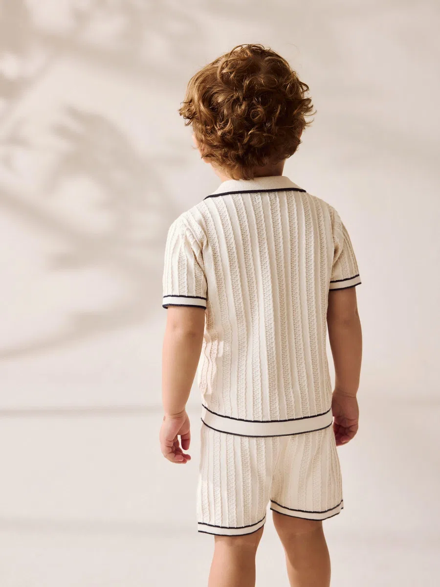 NEXT Jungen Standard Geknöpftes Strick-Polohemd und Shorts 62-140