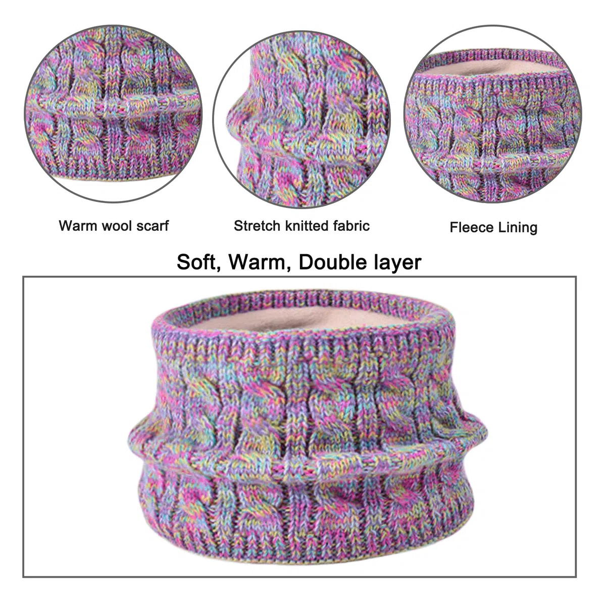 Enwokran Winter Mütze Schal Handschuh Sets Mädchen Strickmütze Warme Mütze Jungen Wintermütze Fleece Winterschal Elastische Beanie Ohrenklappe Hut Schal Touchscreen-Handschuhe Kinder 4-10 Jahre