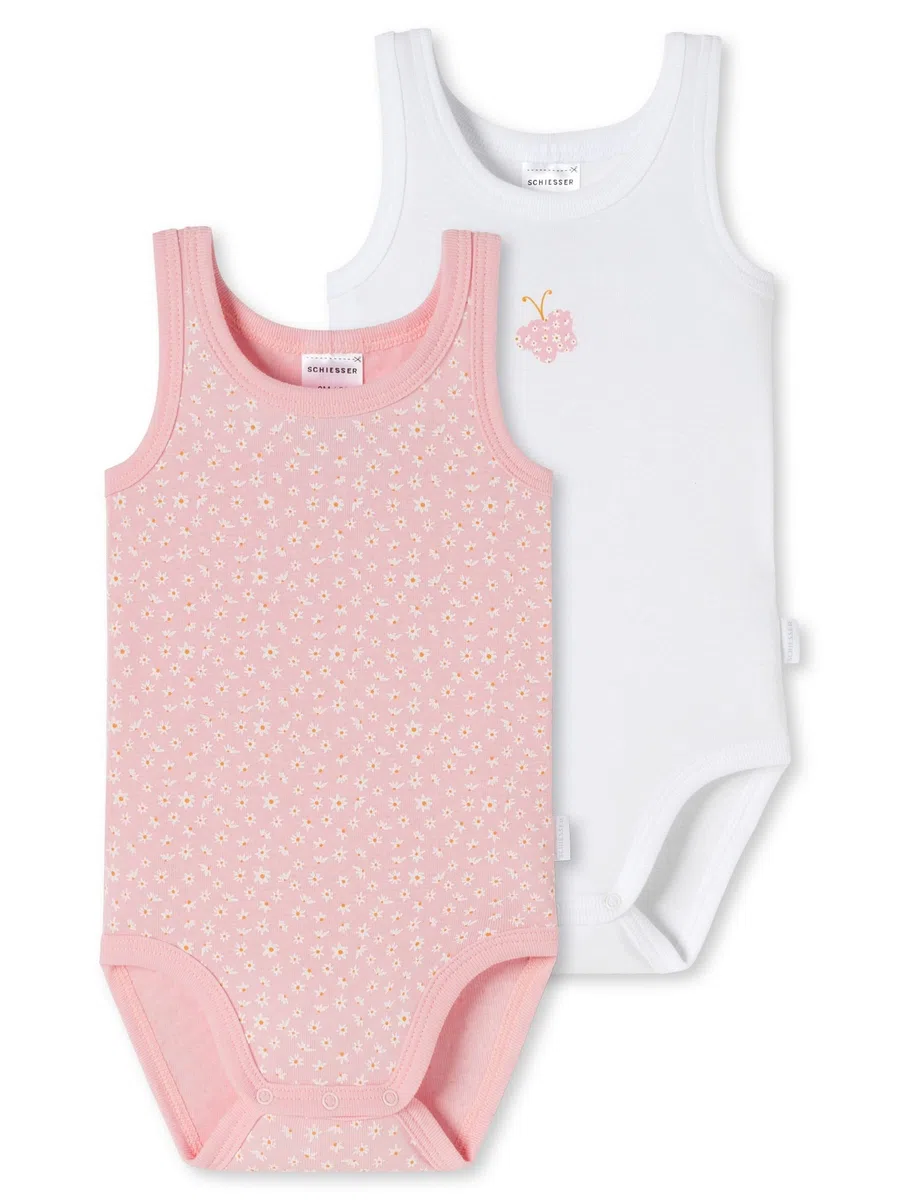 Schiesser Baby - Mädchen Body Bodies 0/0 ohne Arm 2er Pack Doppelpack - 176778