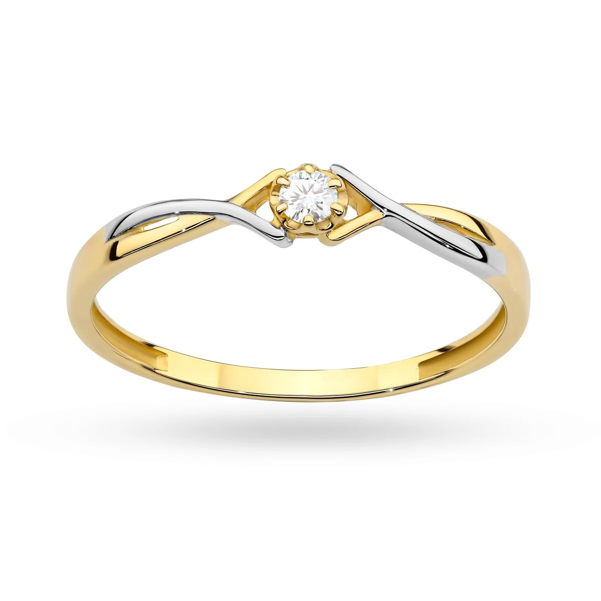 MARKO Gold Ring 8 Karat 333 Zirkonia Zweifarbige geschwungene Fassung