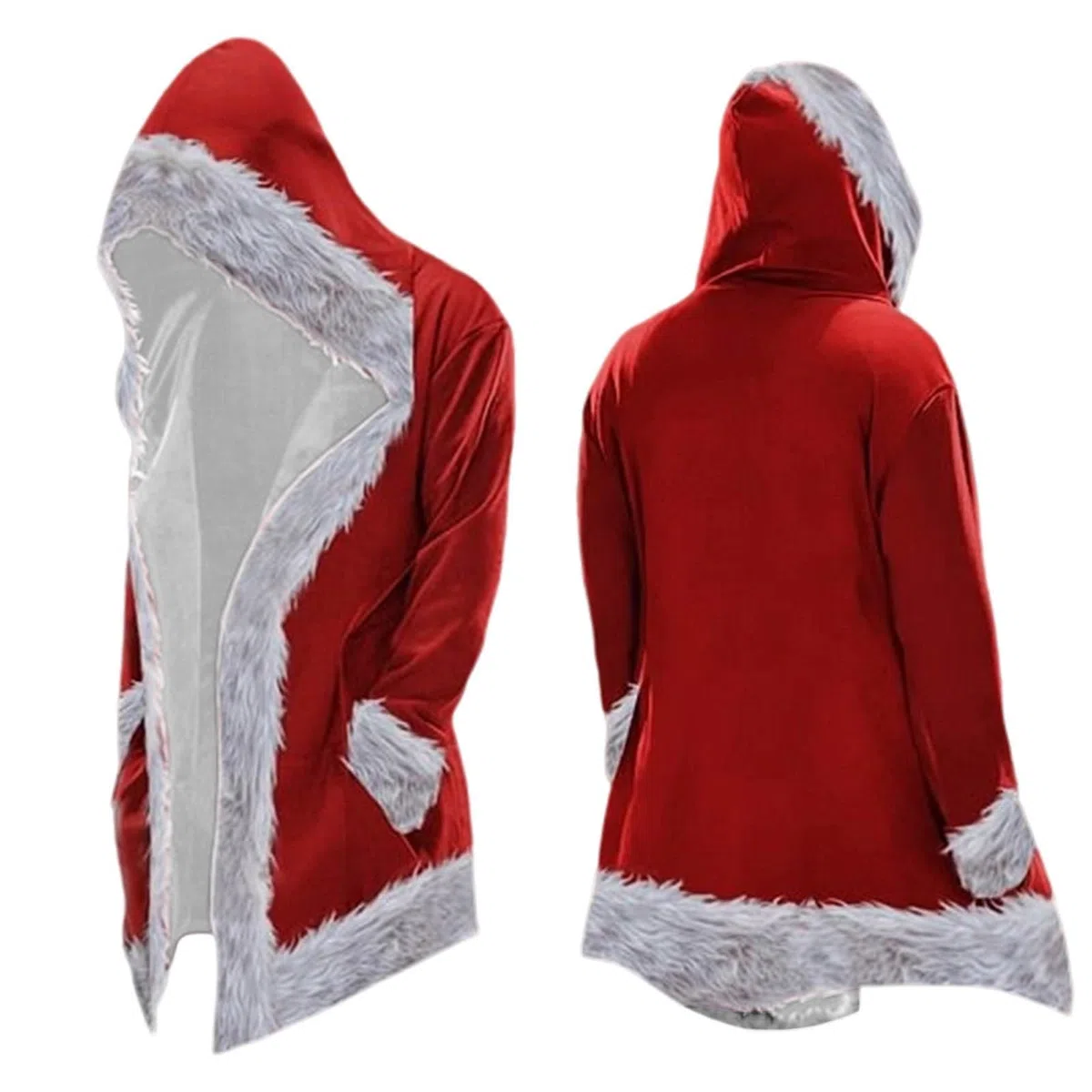 Weihnachten Santa Claus Umhang Mit Kapuze Rote Samt Weihnachtsmantel Cape Kleid Rotkäppchen Weihnachtsfrau Kostüm Party Kapuzenponcho
