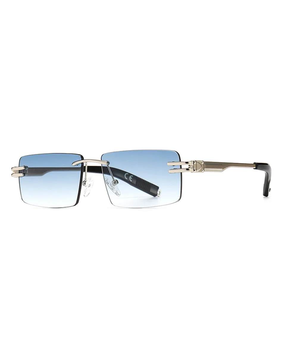 Randlose Herren-Sonnenbrille mit Verlaufslinsen, Retro-Rechteck-Sonnenbrille für Männer und Frauen, rahmenlose Brille, modisches Markendesign