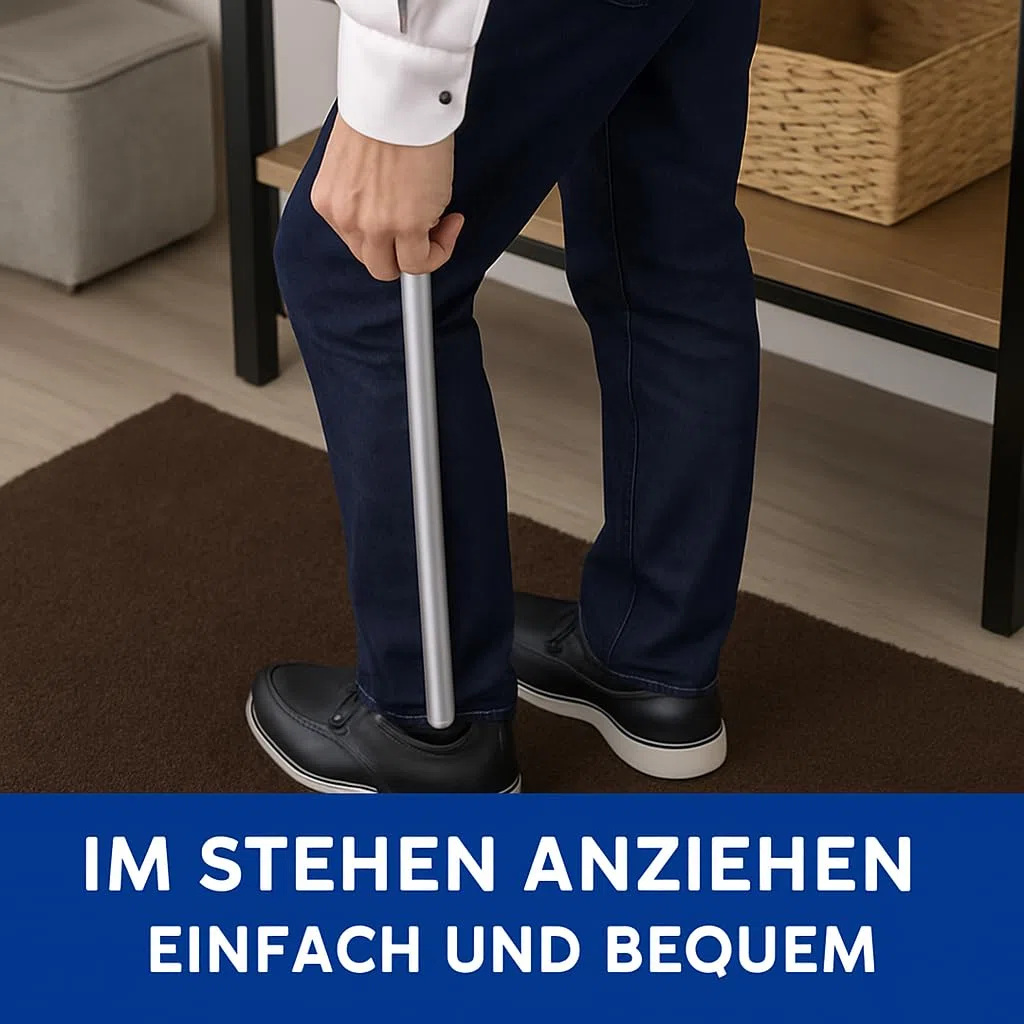HONH Schuhlöffel lang 72 cm aus Edelstahl, 2 mm extra stabil, Schuhanzieher lang Metall, rückenschonende Anziehhilfe für Senioren, Herren, Damen, mit Aufhängeloch