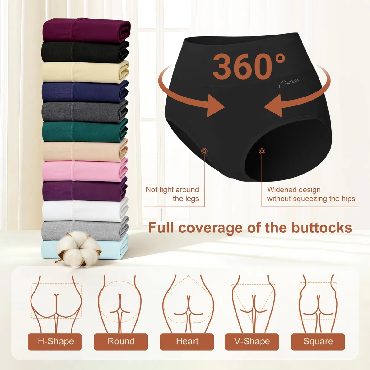 Unterhosen Damen 5er Pack–Hohe Taille Baumwolle Slips, Stretch & Atmungsaktive Panties, Weiche Unterwäsche für Frauen (Gr.S-3XL)