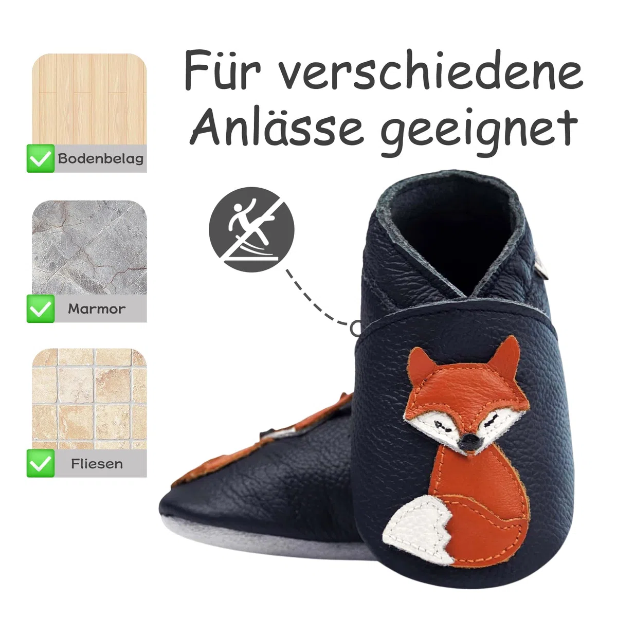 Krabbelschuhe Baby Lauflernschuhe lederpatschen Jungen Mädchen Weicher Leder Kleinkind Rutschfeste Lederschuhe