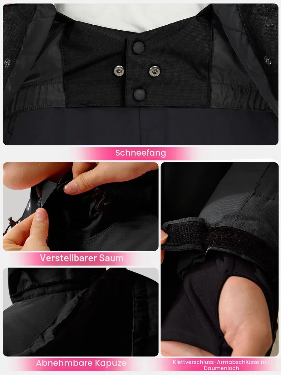 FREE SOLDIER Damen Winterjacke Wasserdicht Atmungsaktiv Warme Fleece Gefütterte Ski Jacke Outdoor Winterregenjacke mit Kapuze und Vollständig Versiegelte Nähte