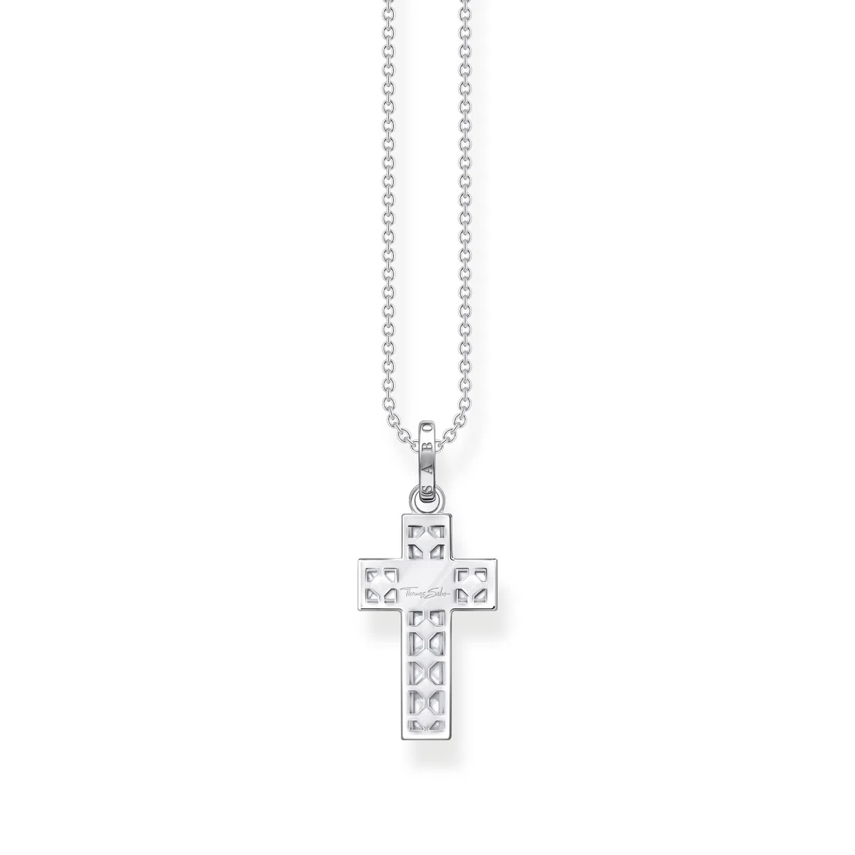 THOMAS SABO Kette Kreuz mit weißen Steinen silber 925 Sterlingsilber