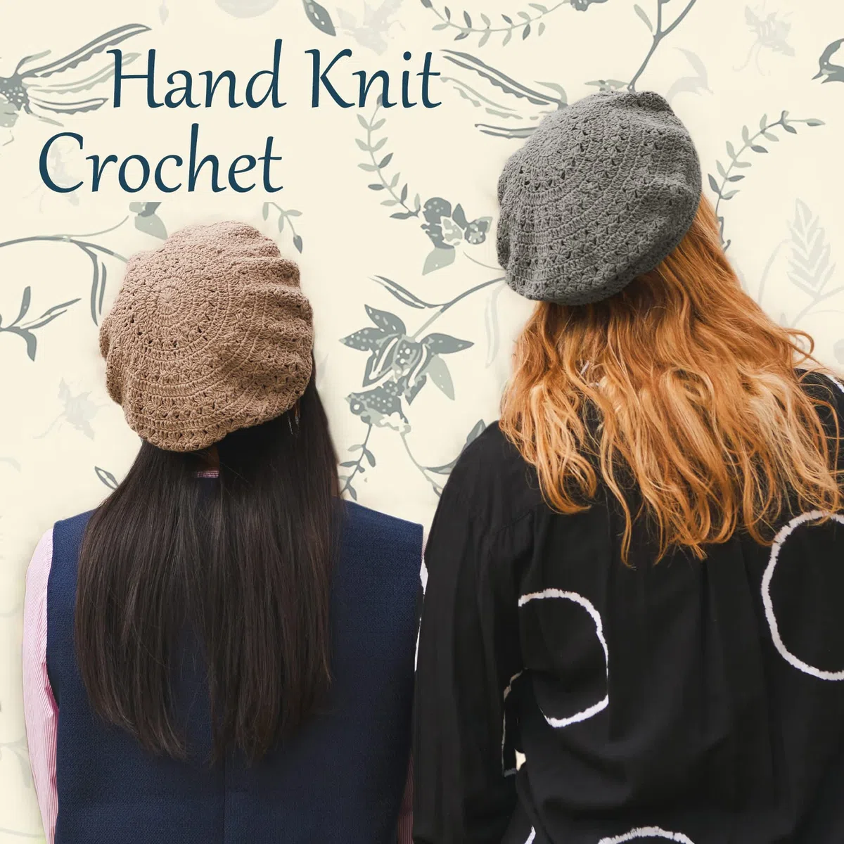 CHARM Baskenmütze Damen Beret Häkelmütze Barrett - Sommer Mütze Pantomime Französische Mütze Strickmütze Lochmuster