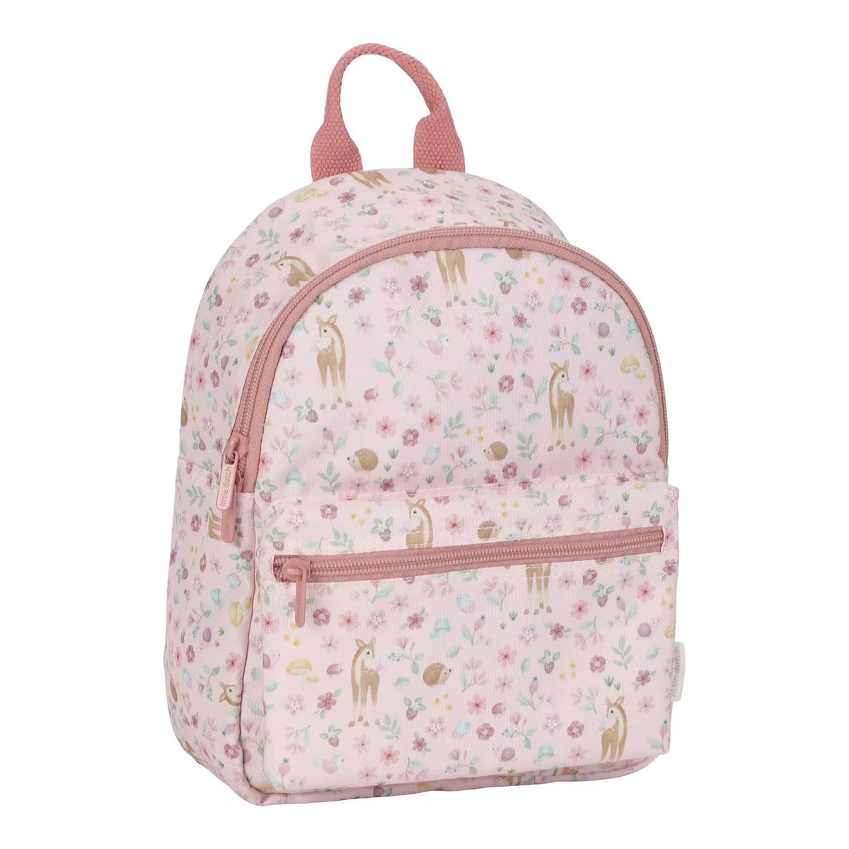 Little Dutch Rucksack Kinderrucksack mit Brustgurt für Kinder Kindergarten geblümt Reh rosa- Fairy Garden